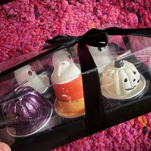 Halloween Ghost Tealight Candles purple pumpkin candy corn